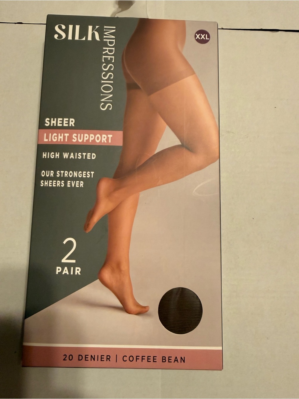 Impressions Silk Sheer Light Support 2-Pack Tights in Coffee Bean
